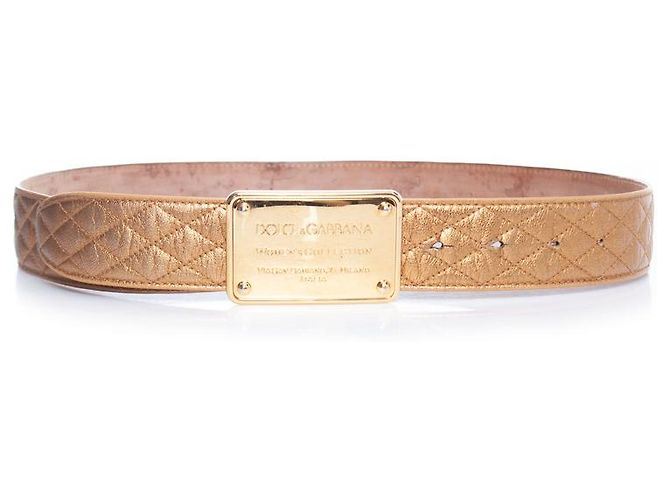 DOLCE & GABBANA, Cinto acolchoado de couro dourado