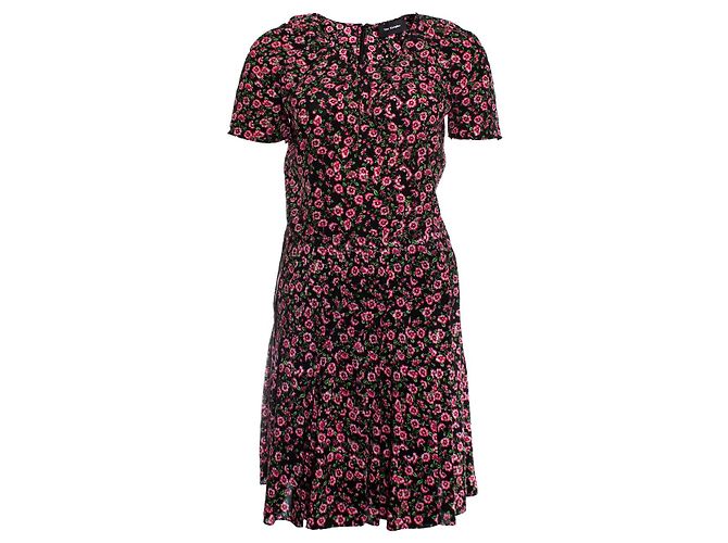 The Kooples DIE KOOPLES, schwarzes Kleid mit Blumendruck Pink
