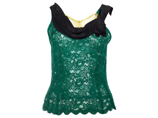Autre Marque TOGA Top de renda verde em viscose
