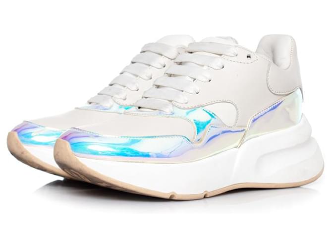 Alexander mcqueen, Iridescent Larry trainers. White Leather  ref.1003168