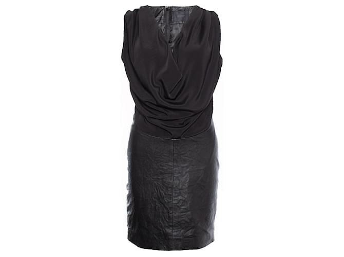 Autre Marque Gestuz, Leather dress with draped collar Black  ref.1003175