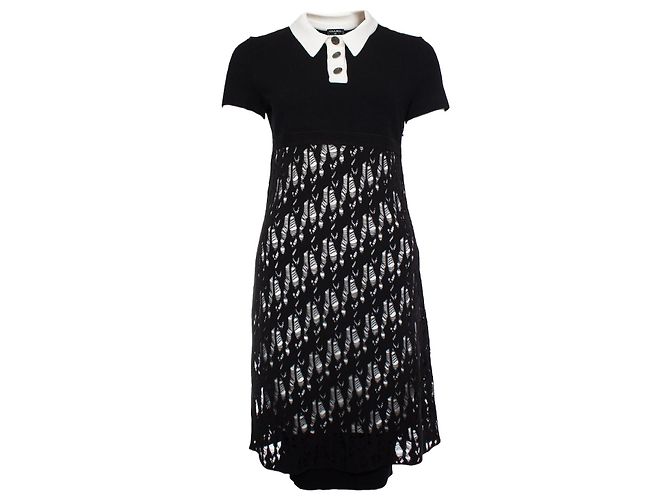 Chanel, open woven wool dress with white collar