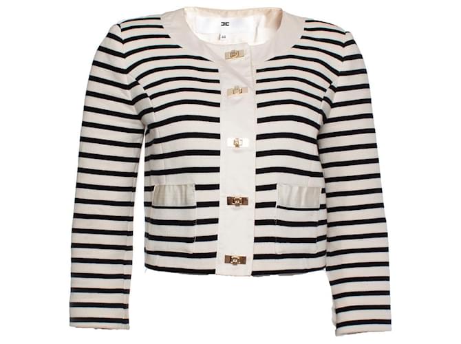 Elisabetta Franchi, Striped Jacket Black White Cotton  ref.1003195