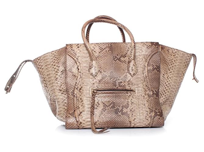 Céline Celine, Phantom Luggage tote in python leather Brown  ref.1003201