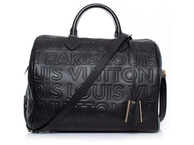 Louis Vuitton, speedy cube en cuir de veau embossé Noir