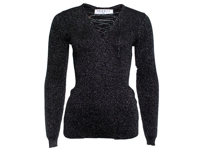 Sandro, top stretch lurex prateado Prata