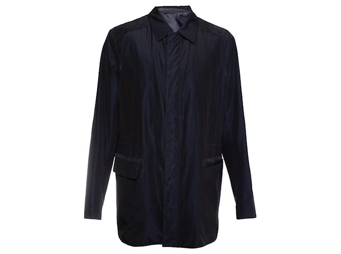 Autre Marque BRIONI, dark blue raincoat Leather Silk Wool  ref.1003219