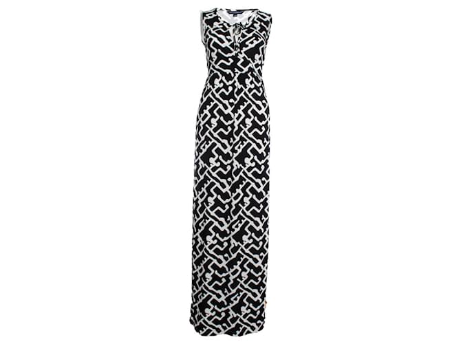 French connection, Maxi dress in black and white Polyester  ref.1003224