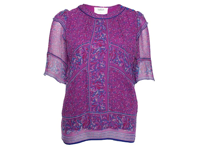 Autre Marque Ba&Sh, Purple top with floral print Viscose  ref.1003231