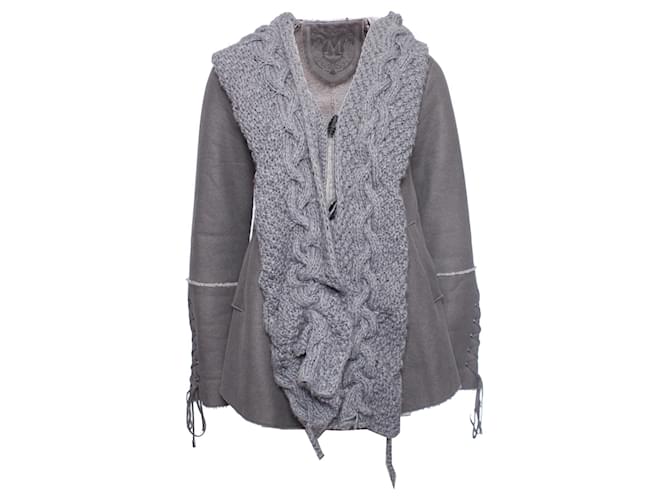Autre Marque Maksar, Gray woolen jacket with knitted hood. Grey  ref.1003252