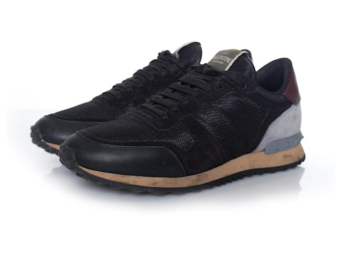 Valentino, Sneaker rockrunner mimetiche di colore nero/dimensione bordeaux 39. Svezia Pelle  ref.1003253