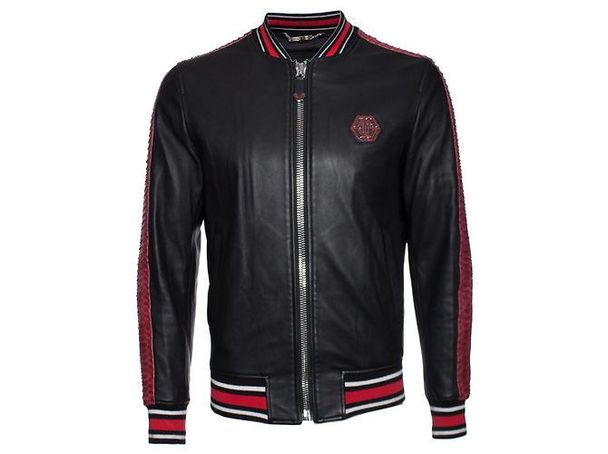 Philipp Plein, Bomberjacke „Reginald“ aus schwarzem Leder