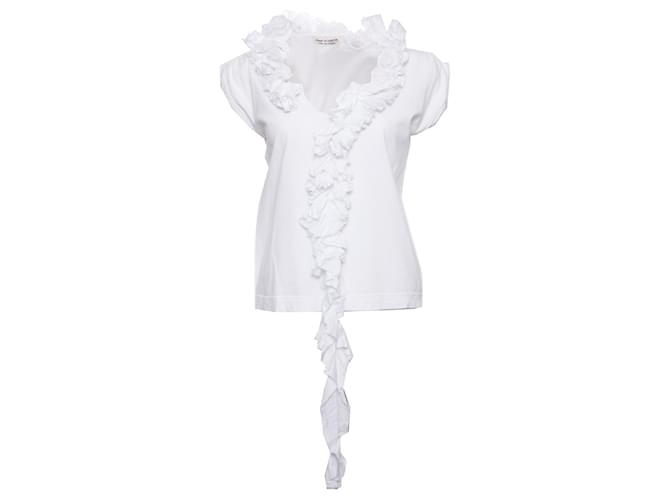 COMME des GARCONS, Vintage white top with rouges. Cotton  ref.1003259