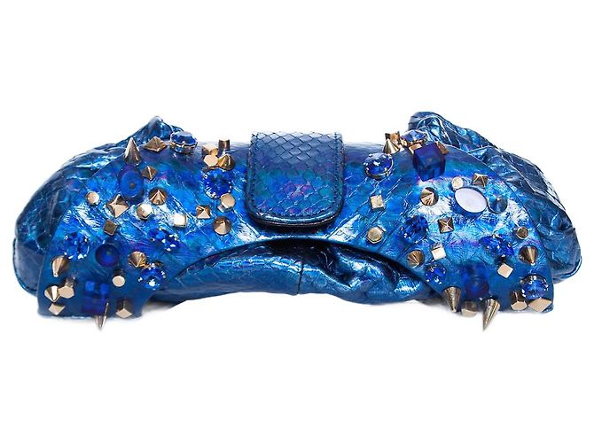 Autre Marque Maison Du Posh, Custodia in pelle di serpente blu
