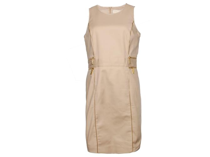 Michael Kors, Beige dress with golden zippers Brown Cotton  ref.1003265