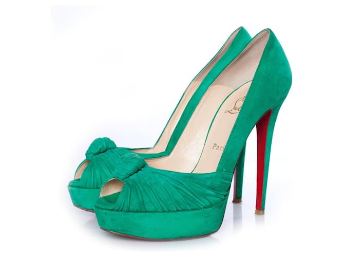 Christian Louboutin, Zapatos de salón Greissimo de ante color menta. Verde Suecia  ref.1003272
