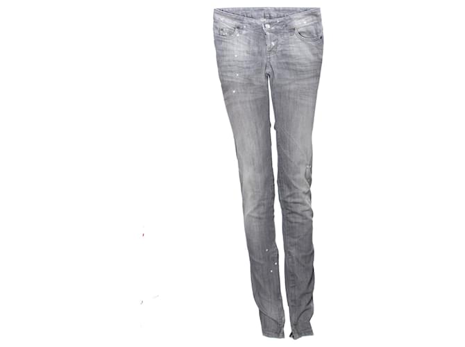 Dsquared2, Graue Jeans mit Farbflecken, Kleine Risse und Reißverschlüsse in Größe IT40/XS. Baumwolle  ref.1003275
