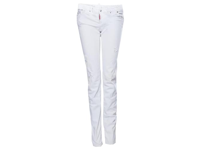 Dsquared2, Cremefarbene Jeans mit Fleckeneffekt in Größe IT40/XS. Weiß Baumwolle  ref.1003278