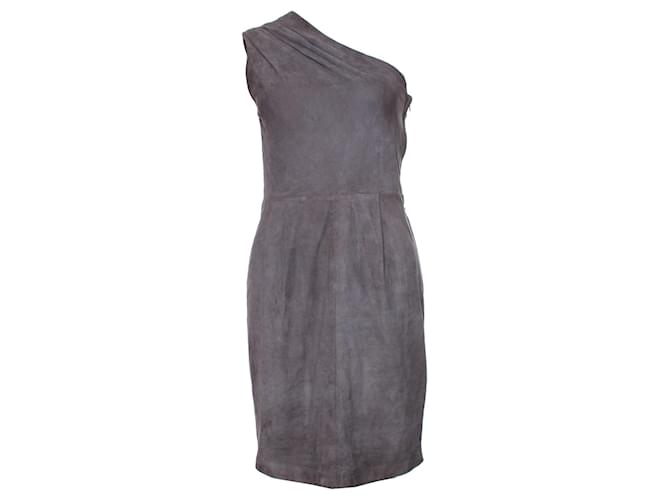 Autre Marque Jimmy Choo for H&M, One shoulder suede dress Grey  ref.1003296
