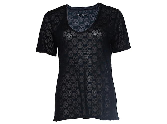 ZADIG & VOLTAIRE, T-shirt avec imprimé tête de mort Noir Bleu  ref.1003306