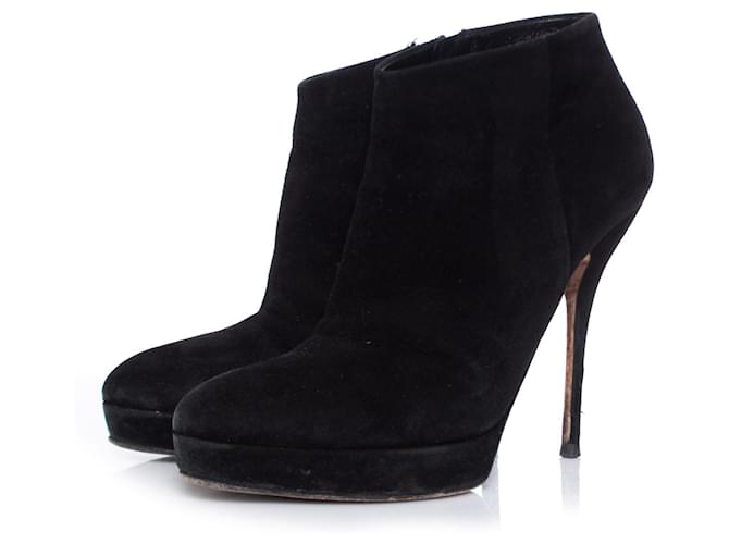 gucci, Black suede platform ankle boots.  ref.1003312