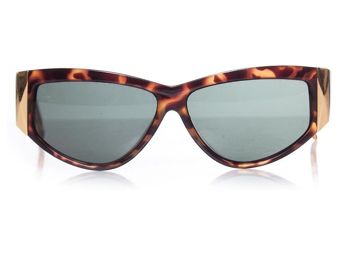 Gianni Versace, Tortoise Shell Rectangular Sunglasses. Brown