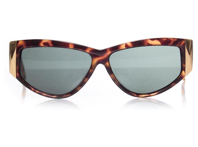 Gianni Versace, Óculos de sol retangulares tartaruga. Marrom  ref.1003313