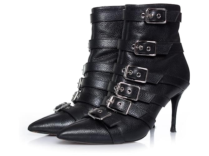 Giuseppe Zanotti, Stiefel mit mehreren Schnallen. Schwarz Leder  ref.1003315