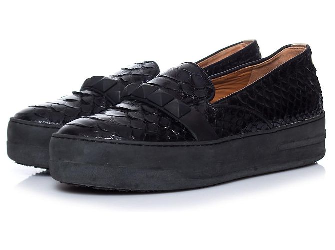 Autre Marque Philou, Baskets slip-on noires en python.