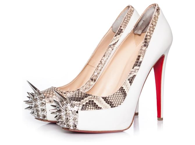 CHRISTIAN LOUBOUTIN, Escarpins à plateforme blancs Cuir  ref.1003330