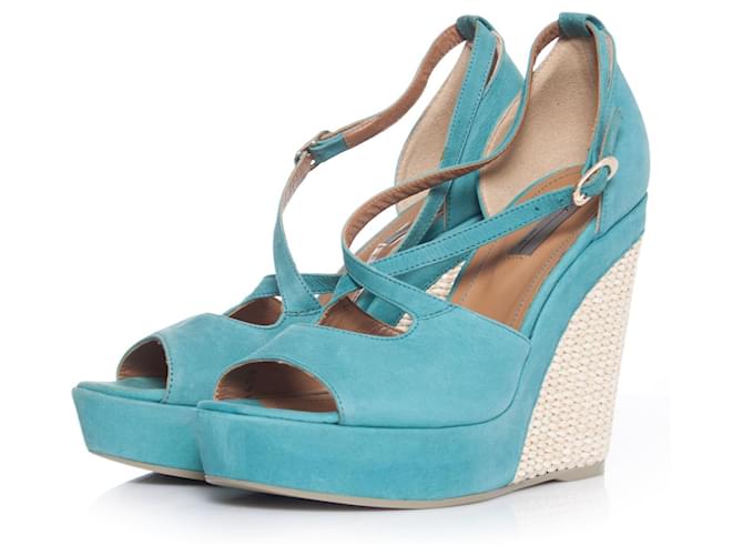 Gaspard Yurkievich Vic, Turqouise leather espadrille sandals. Blue Green  ref.1003339