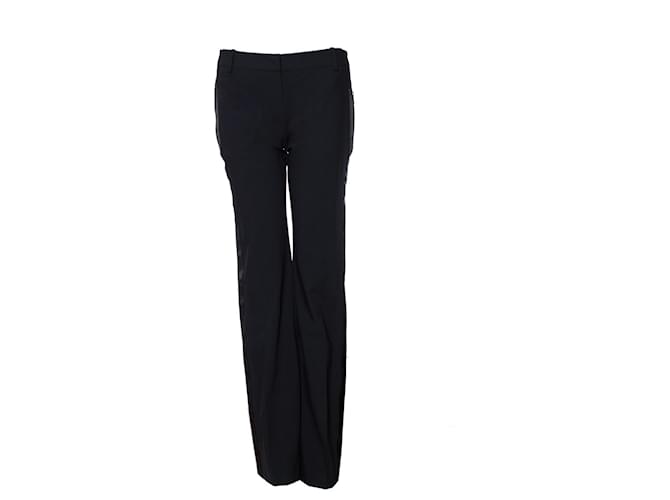 Christian Dior DIOR, Pantalone nero con bordino in raso.  ref.1003347