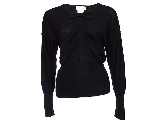 SONIA RYKIEL, Schwarzer Kaschmirpullover mit Schleife.