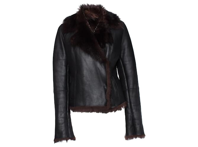 Autre Marque Vent Couvert, Black lamb leather lammy coat.  ref.1003371