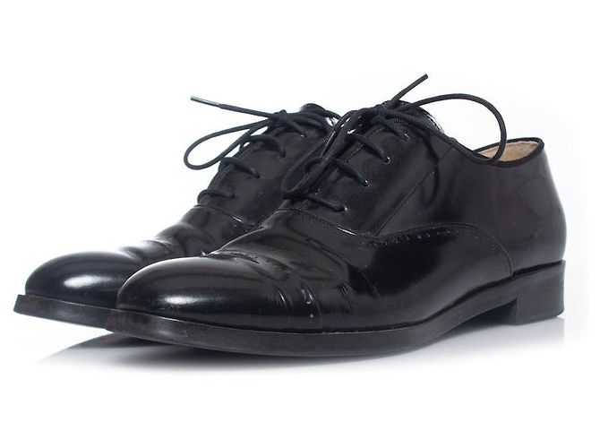 Autre Marque olive, Chaussures à lacets en cuir verni Noir