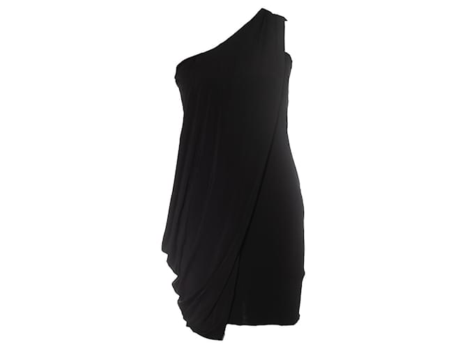 Autre Marque Diane von Furstenberg, vestido drapeado de um ombro Preto Viscose  ref.1003408