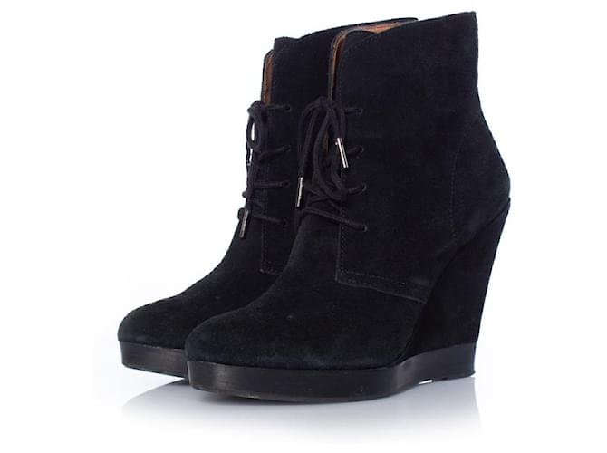 Michael Kors, lace up wedge boots Black Suede  ref.1003433