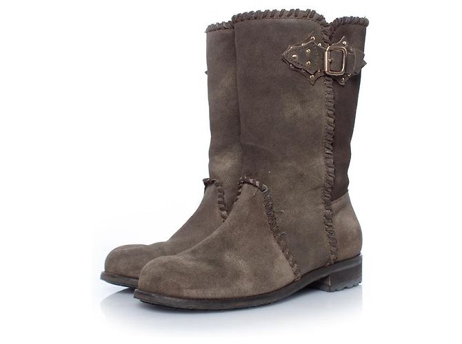 Jimmy Choo, suede biker boots Brown Green