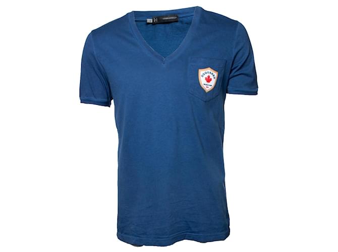Dsquared2, T-shirt col V bleu Coton  ref.1003435