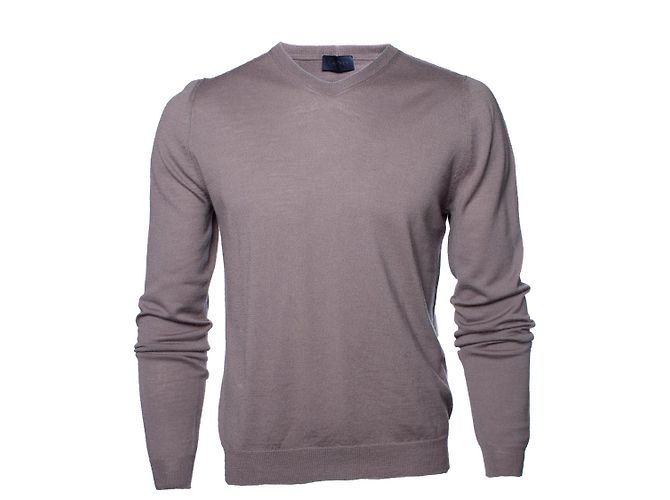 LANVIN, Grauer Wollpullover mit V-Ausschnitt 