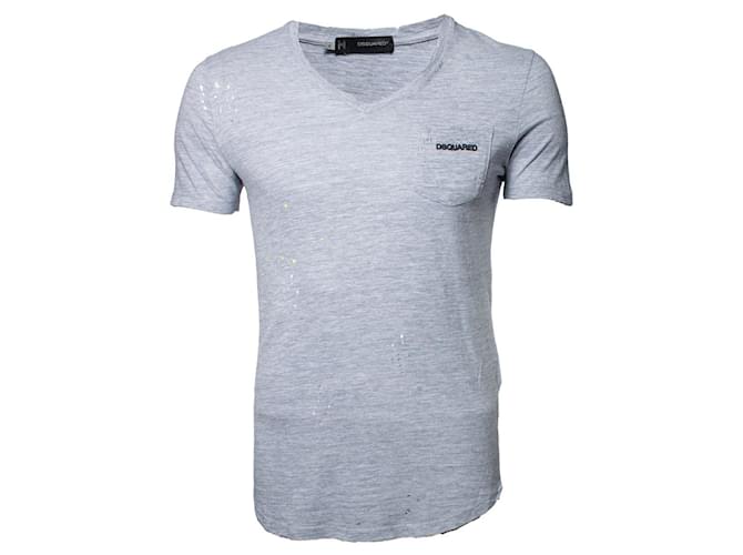 Dsquared2, graues T-Shirt mit ausgefranstem Design Baumwolle  ref.1003440