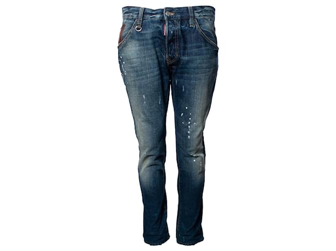 Dsquared2, jeans azul com arranhões e manchas de tinta Algodão  ref.1003445
