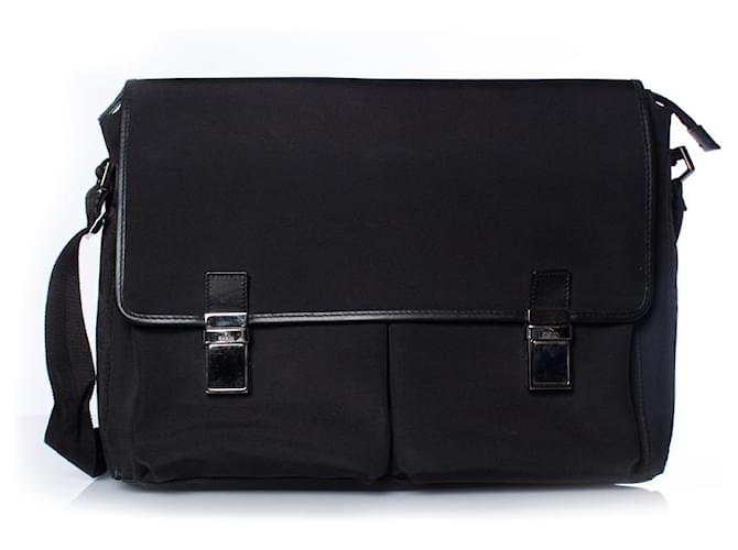 gucci, black canvas messenger bag  ref.1003447