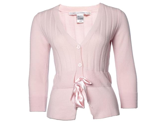 Autre Marque Diane von Furstenberg, Pink cardigan with ribbon Cashmere  ref.1003454