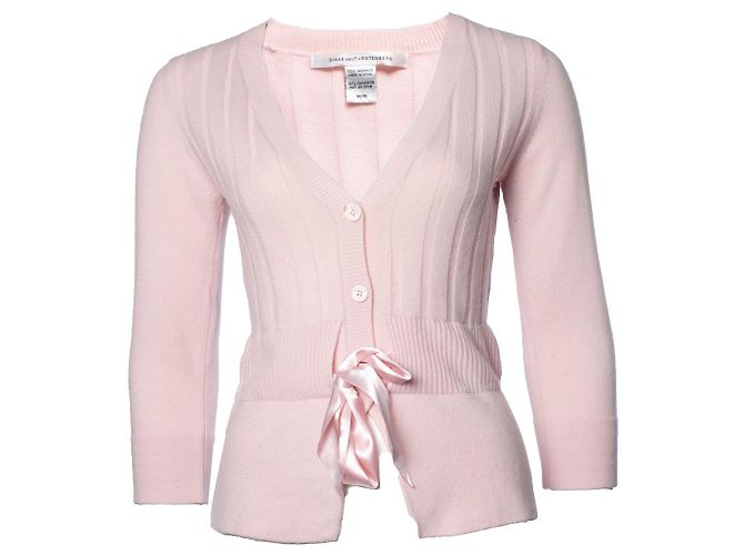 Autre Marque Diane von Furstenberg, Rosa Strickjacke mit Schleife Pink