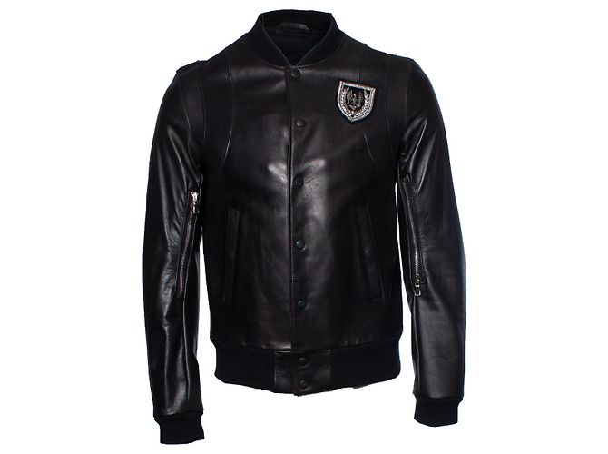 Balmain, leather biker jacket Black