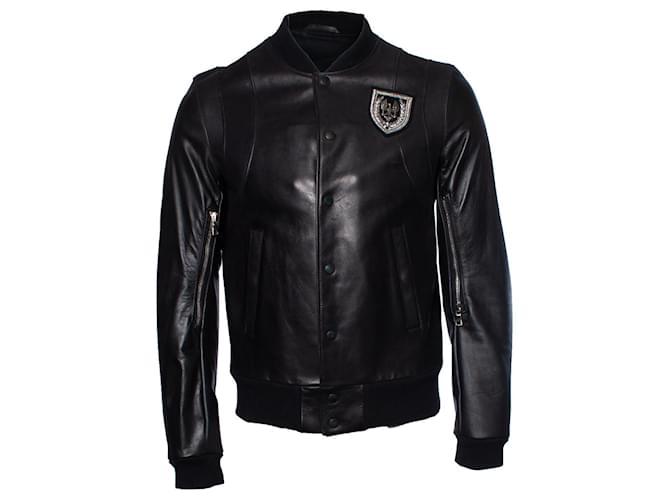 Balmain, leather biker jacket Black  ref.1003460