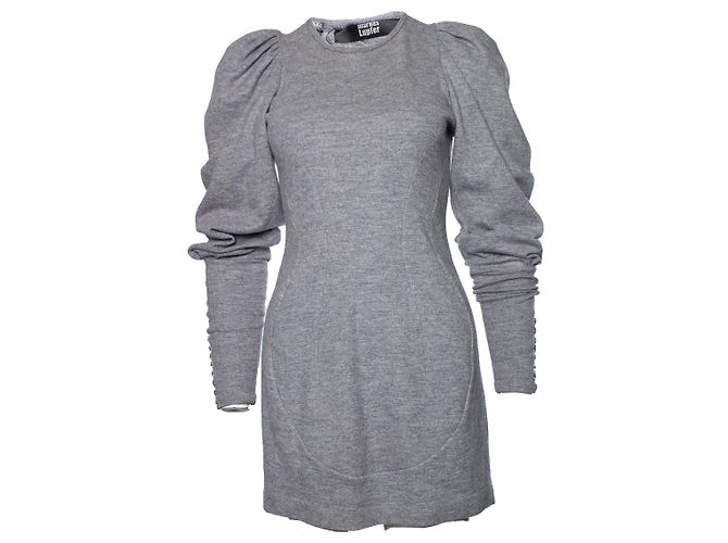 Markus Lupfer, Vestido de lana gris con mangas abullonadas