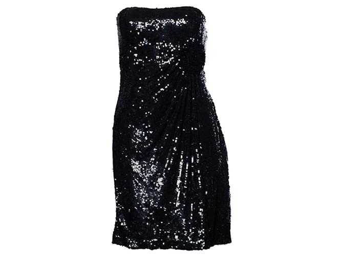 Autre Marque Natan, Strapless dress with sequins Black Silk  ref.1003466