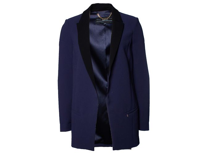Elisabetta Franchi, Blauer Blazer mit schwarzem Revers
